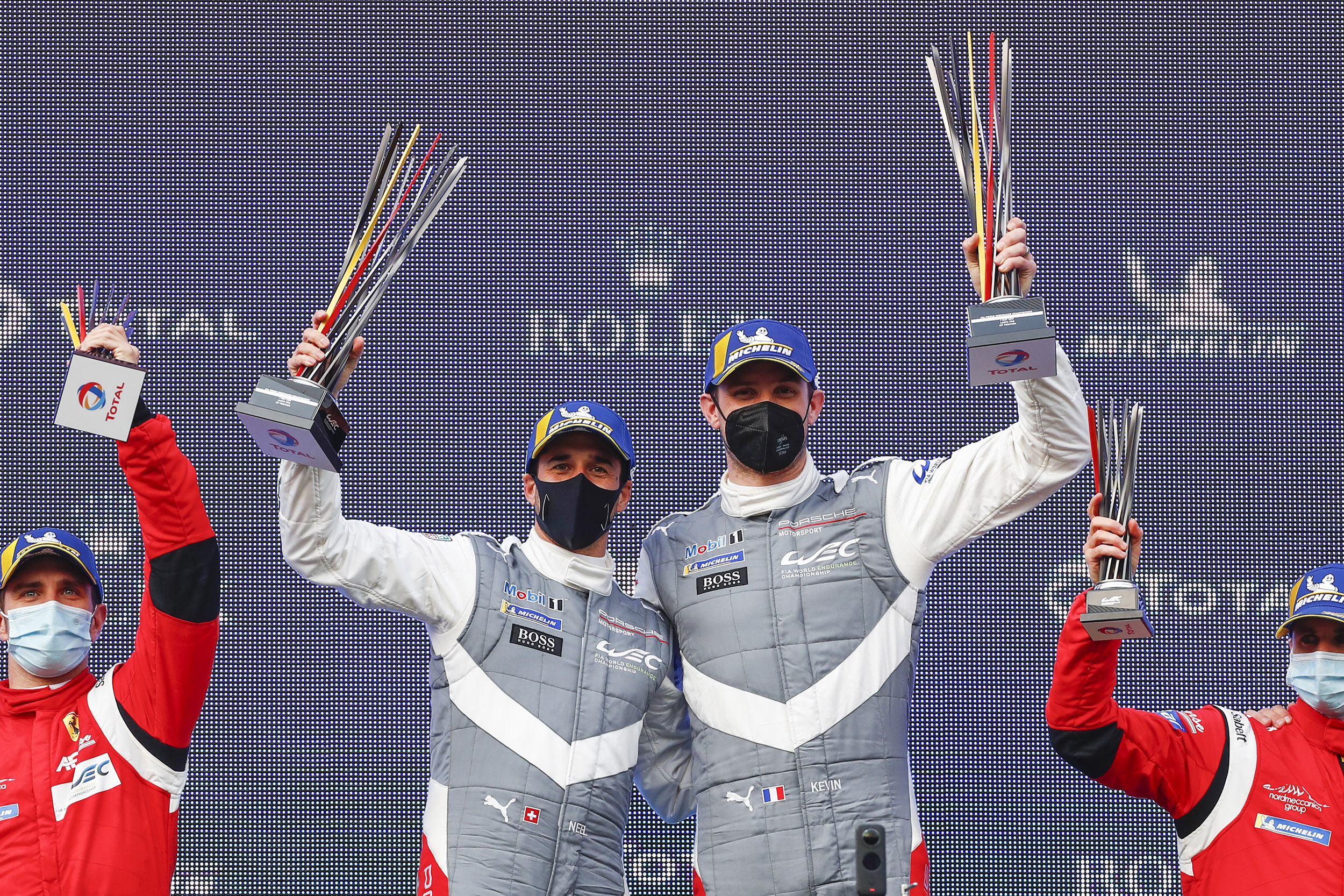 Porsche GT Team (#92), Neel Jani (CH), Kevin Estre (F) (l-r)